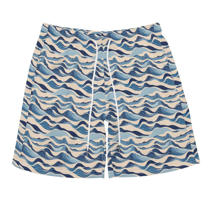 Men's Regular Fit Blue Waves Hawaiian Short Sleeve Shirt and Shorts Set - DeRose Seasonal