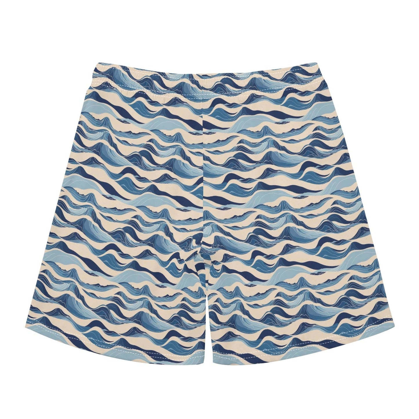 Men's Regular Fit Blue Waves Hawaiian Short Sleeve Shirt and Shorts Set - DeRose Seasonal