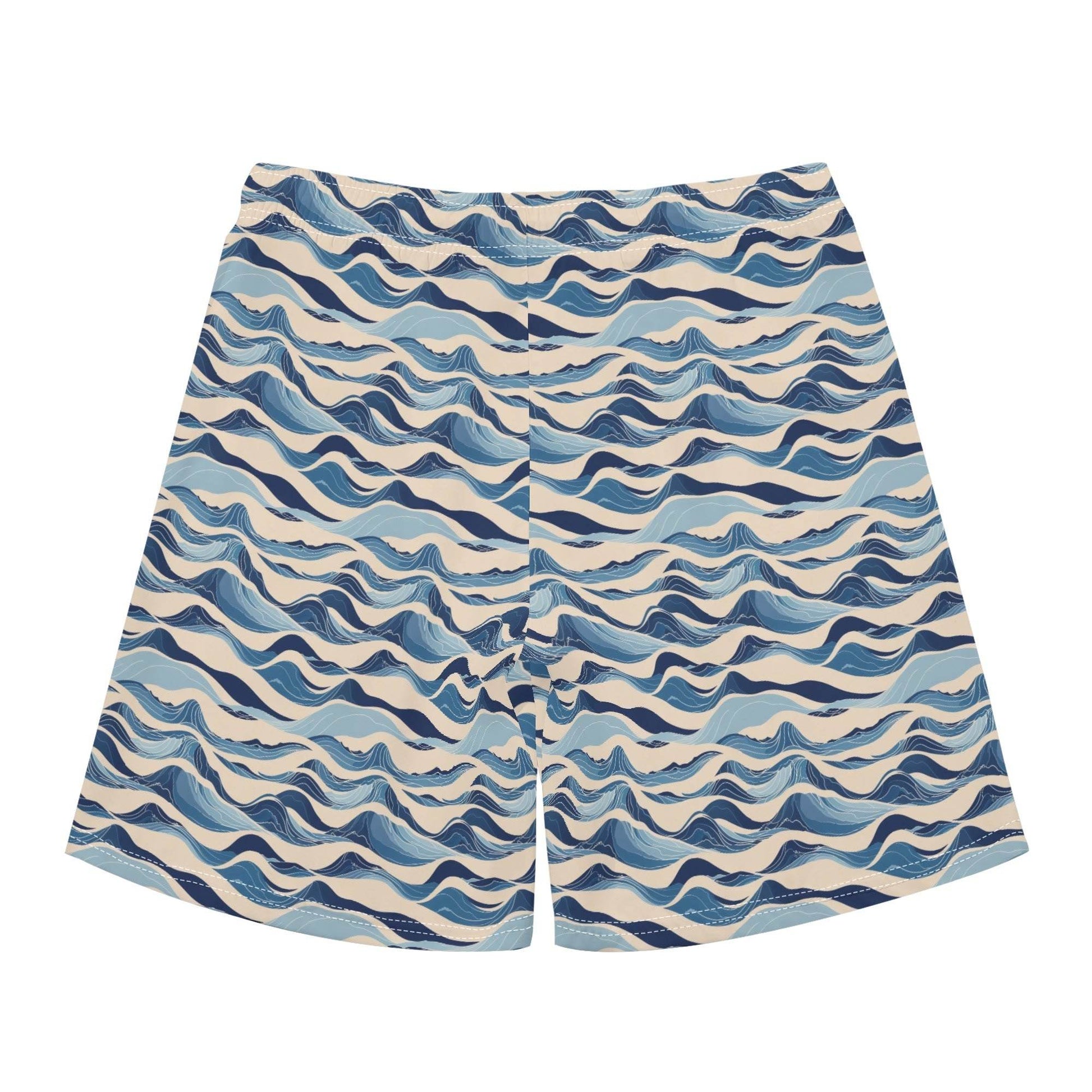 Men's Regular Fit Blue Waves Hawaiian Short Sleeve Shirt and Shorts Set - DeRose Seasonal