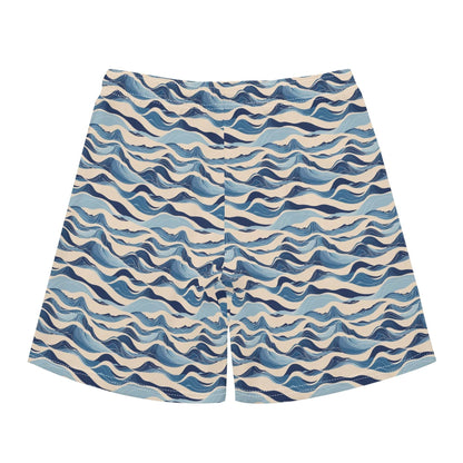 Men's Regular Fit Blue Waves Hawaiian Short Sleeve Shirt and Shorts Set - DeRose Seasonal