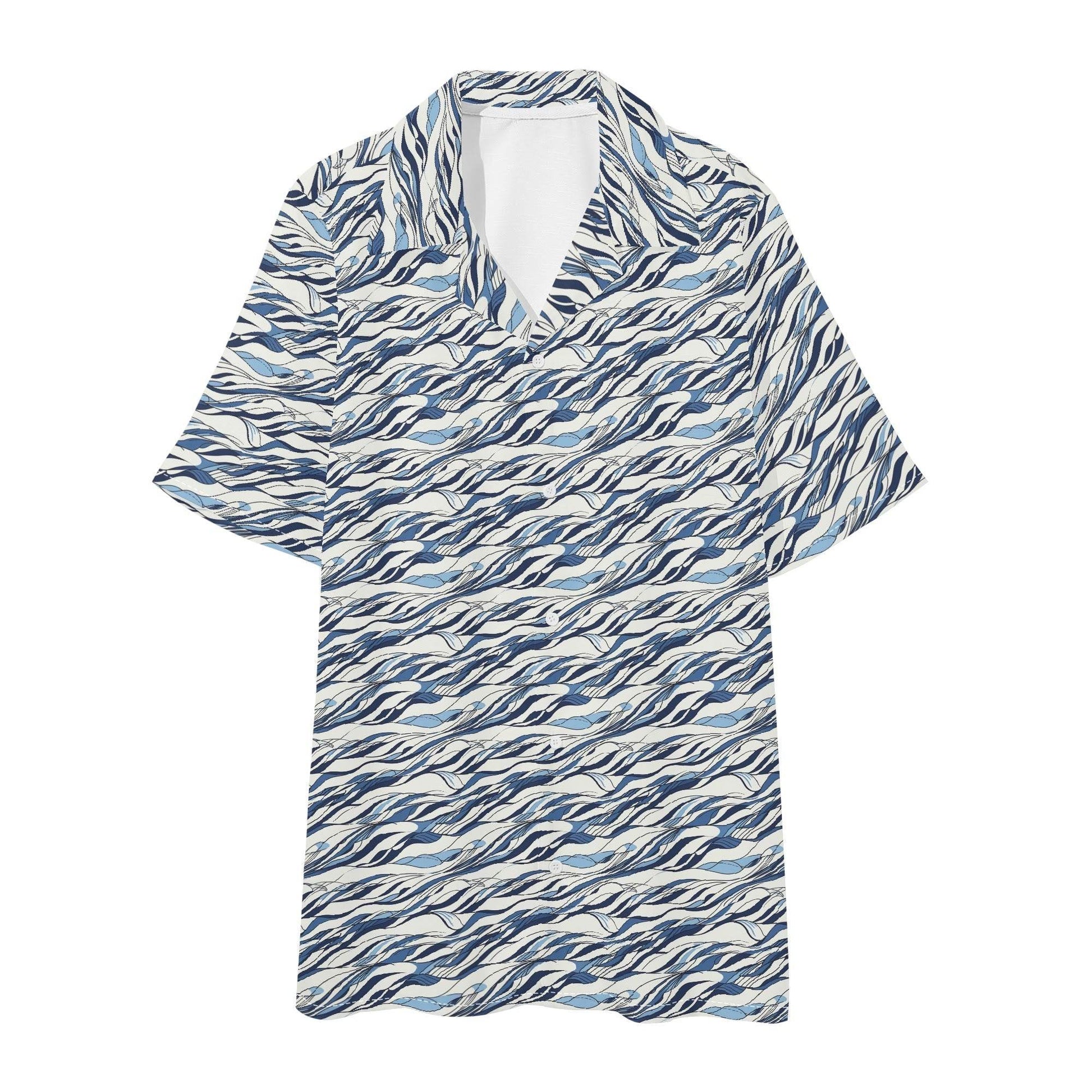 Men's Regular Fit Ocean Lines Hawaiian Short Sleeve Shirt and Shorts Set - DeRose Seasonal