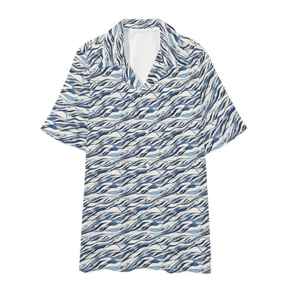 Men's Regular Fit Ocean Lines Hawaiian Short Sleeve Shirt and Shorts Set - DeRose Seasonal