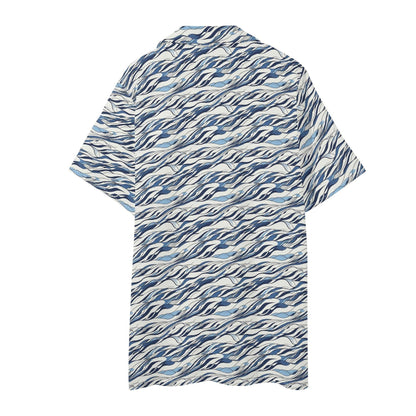 Men's Regular Fit Ocean Lines Hawaiian Short Sleeve Shirt and Shorts Set - DeRose Seasonal