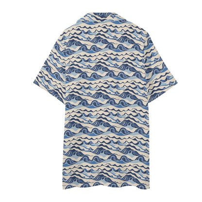 Men's Regular Fit Abstract Waves Hawaiian Short Sleeve Shirt and Shorts Set - DeRose Seasonal