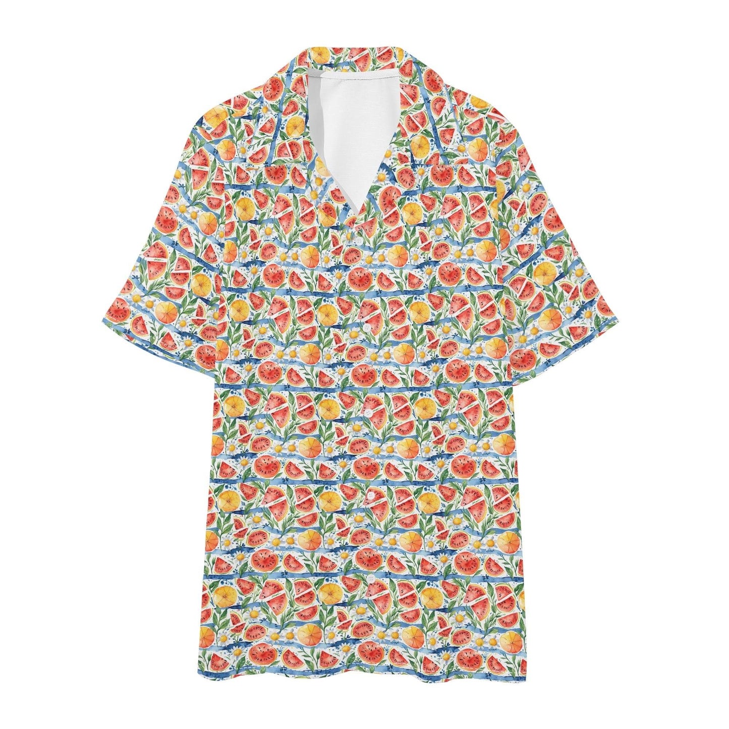 Men's Regular Fit Watermelon Hawaiian Short Sleeve Shirt and Shorts Set - DeRose Seasonal