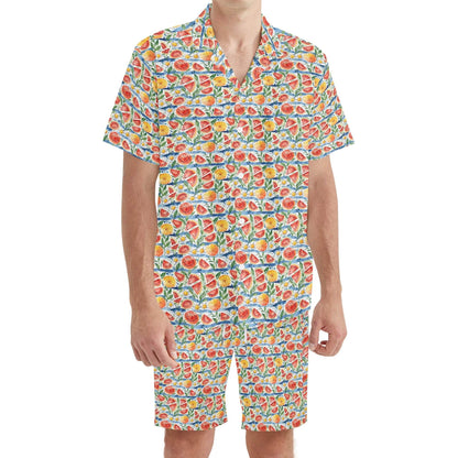 Men's Regular Fit Watermelon Hawaiian Short Sleeve Shirt and Shorts Set - DeRose Seasonal