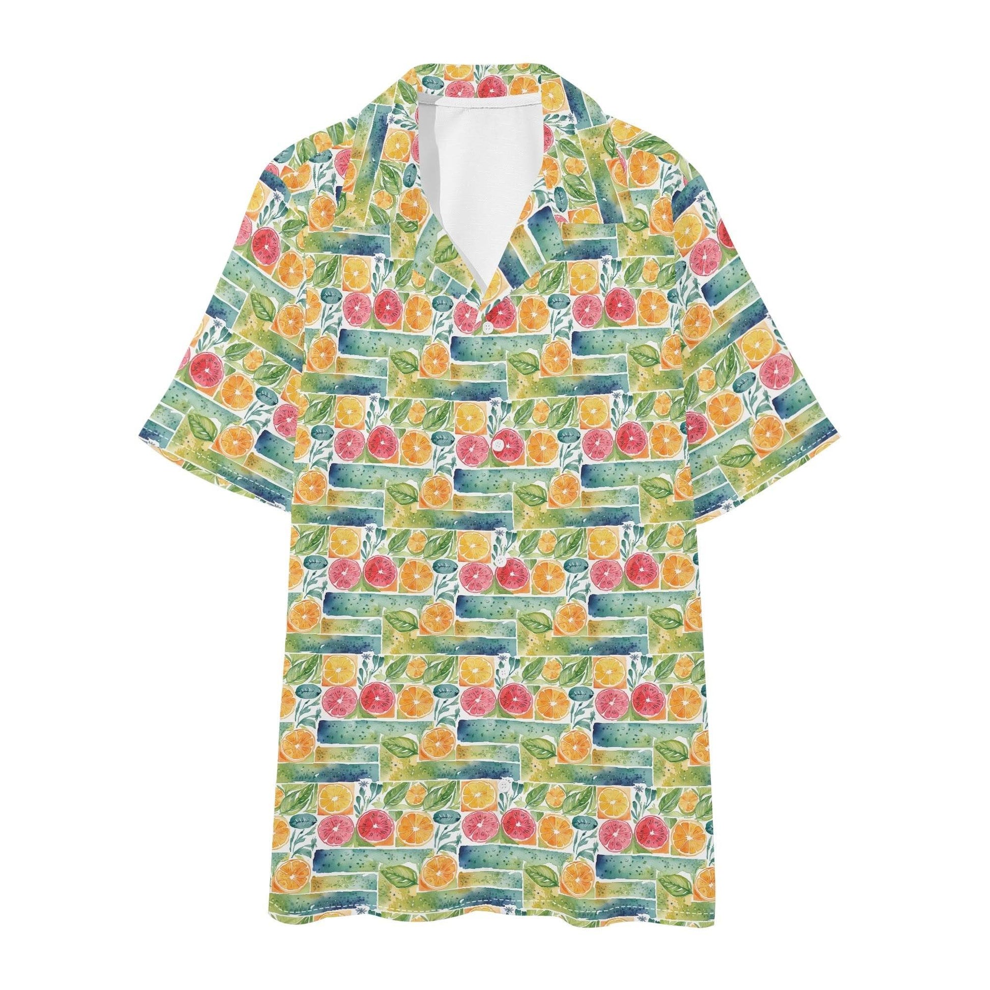 Men's Regular Fit Watercolor Fruit Hawaiian Short Sleeve Shirt and Shorts Set - DeRose Seasonal