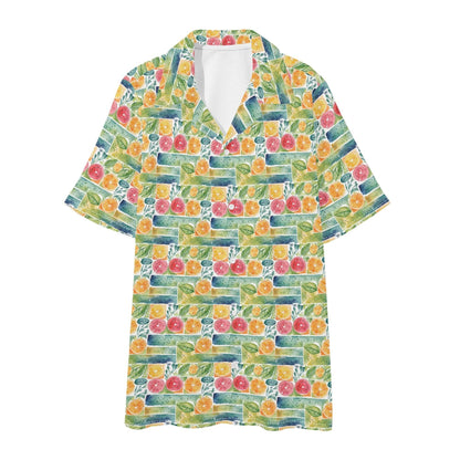 Men's Regular Fit Watercolor Fruit Hawaiian Short Sleeve Shirt and Shorts Set - DeRose Seasonal