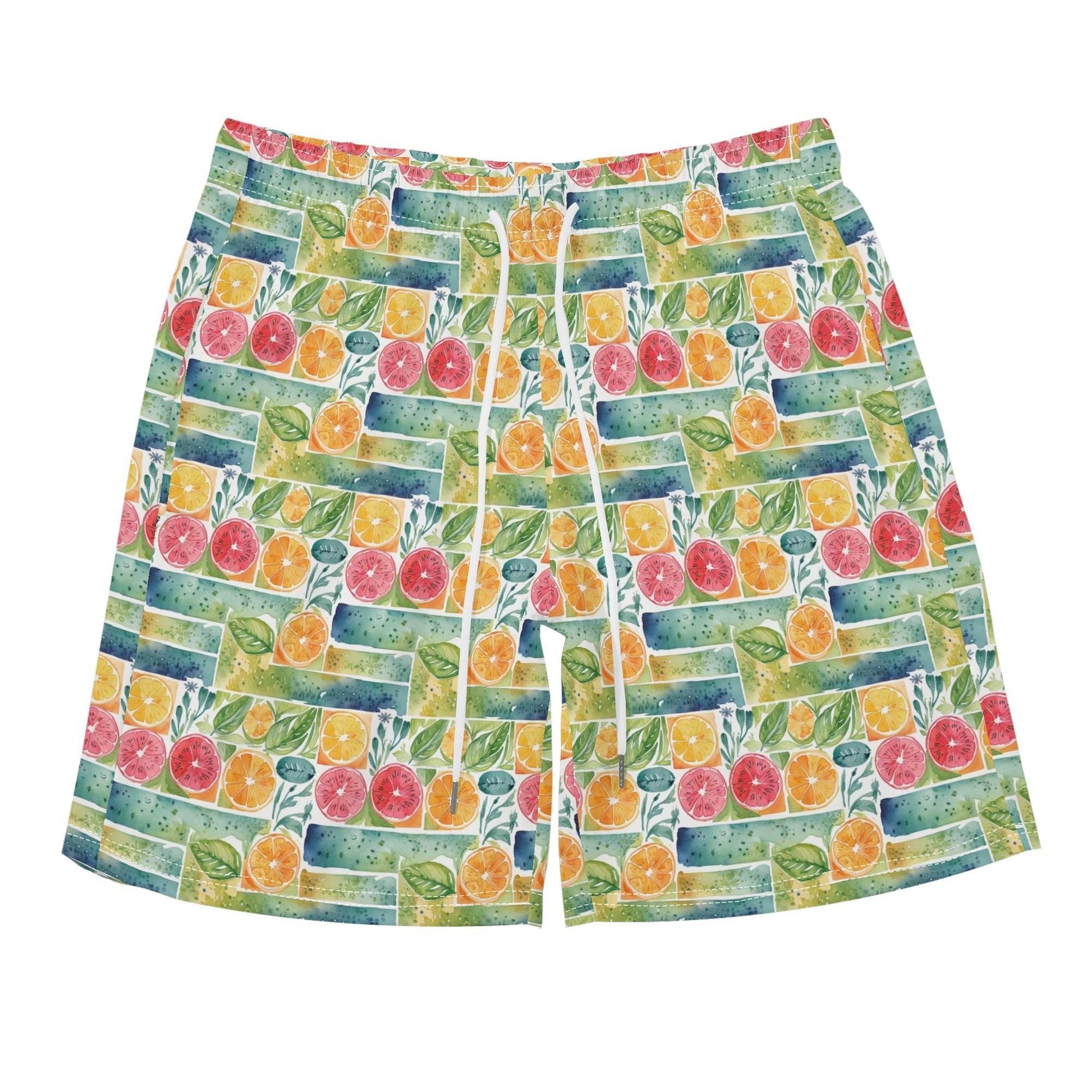 Men's Regular Fit Watercolor Fruit Hawaiian Short Sleeve Shirt and Shorts Set - DeRose Seasonal
