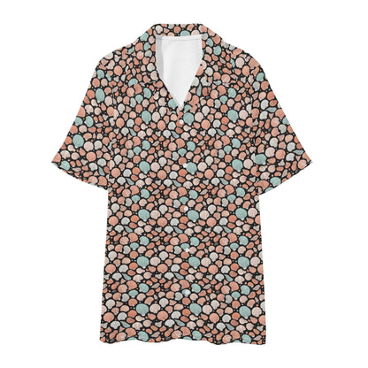 Men's Regular Fit Seashells Hawaiian Short Sleeve Shirt and Shorts Set - DeRose Seasonal