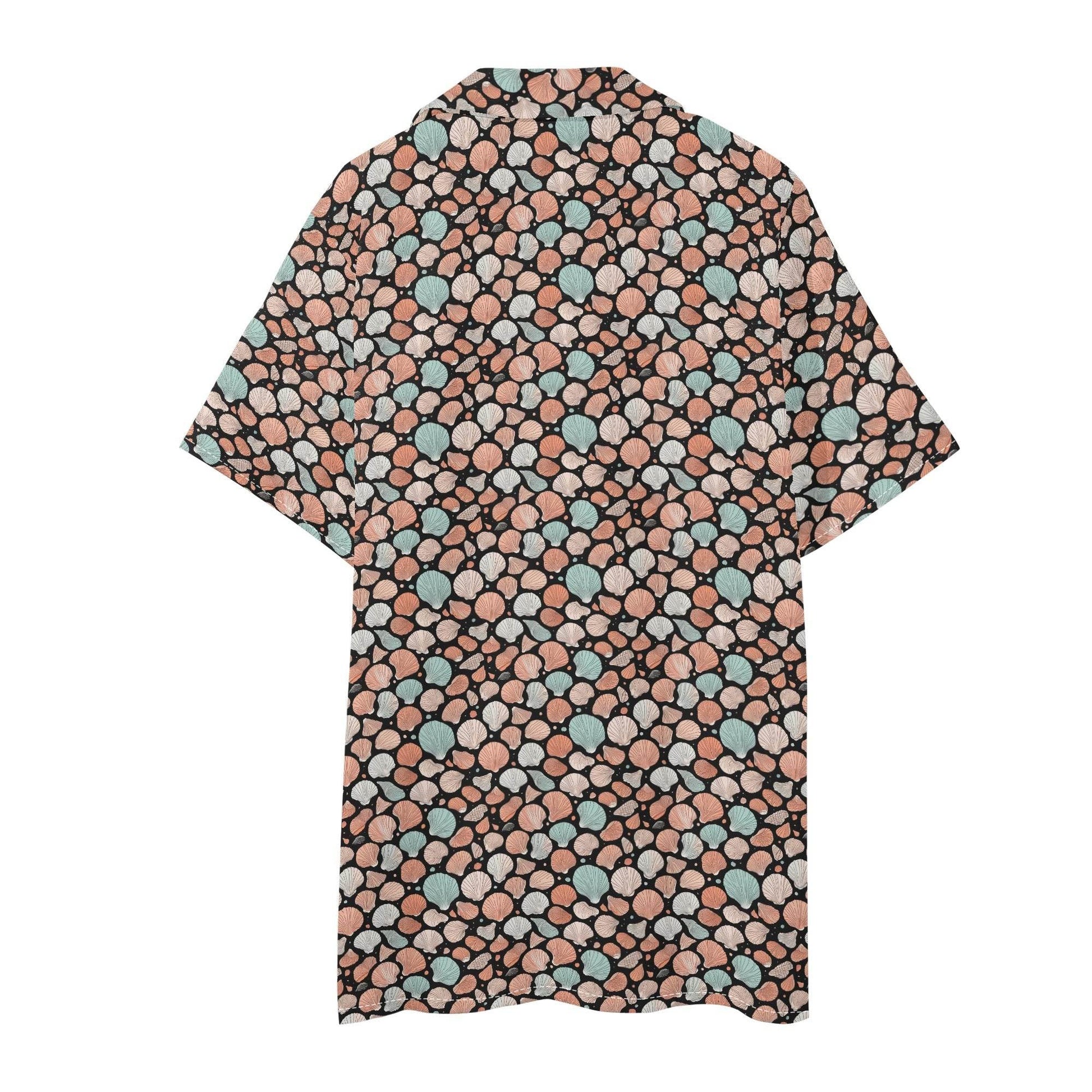 Men's Regular Fit Seashells Hawaiian Short Sleeve Shirt and Shorts Set - DeRose Seasonal