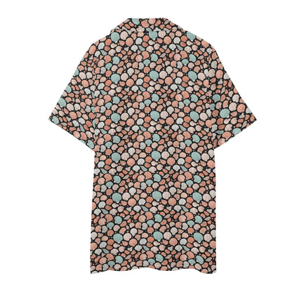 Men's Regular Fit Seashells Hawaiian Short Sleeve Shirt and Shorts Set - DeRose Seasonal