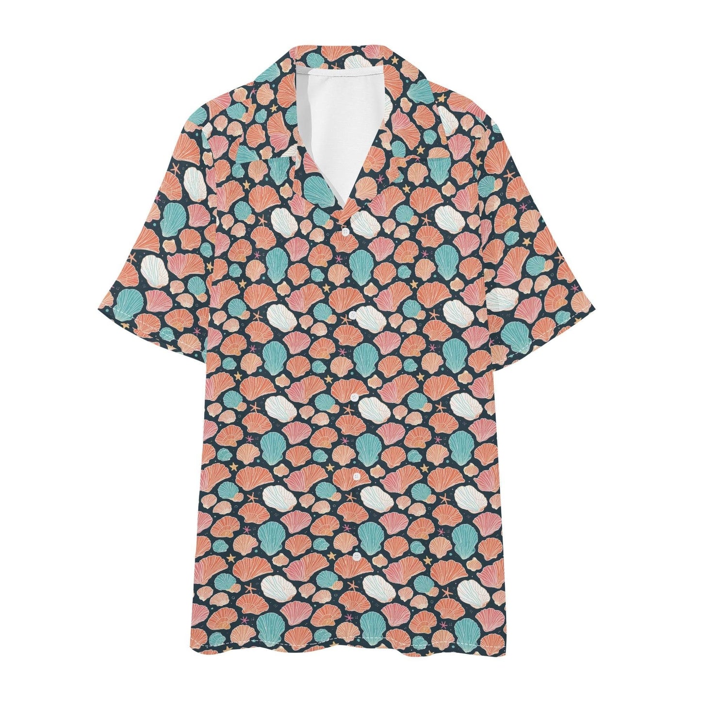 Men's Regular Fit Big Shells and Stars Hawaiian Short Sleeve Shirt and Shorts Set - DeRose Seasonal