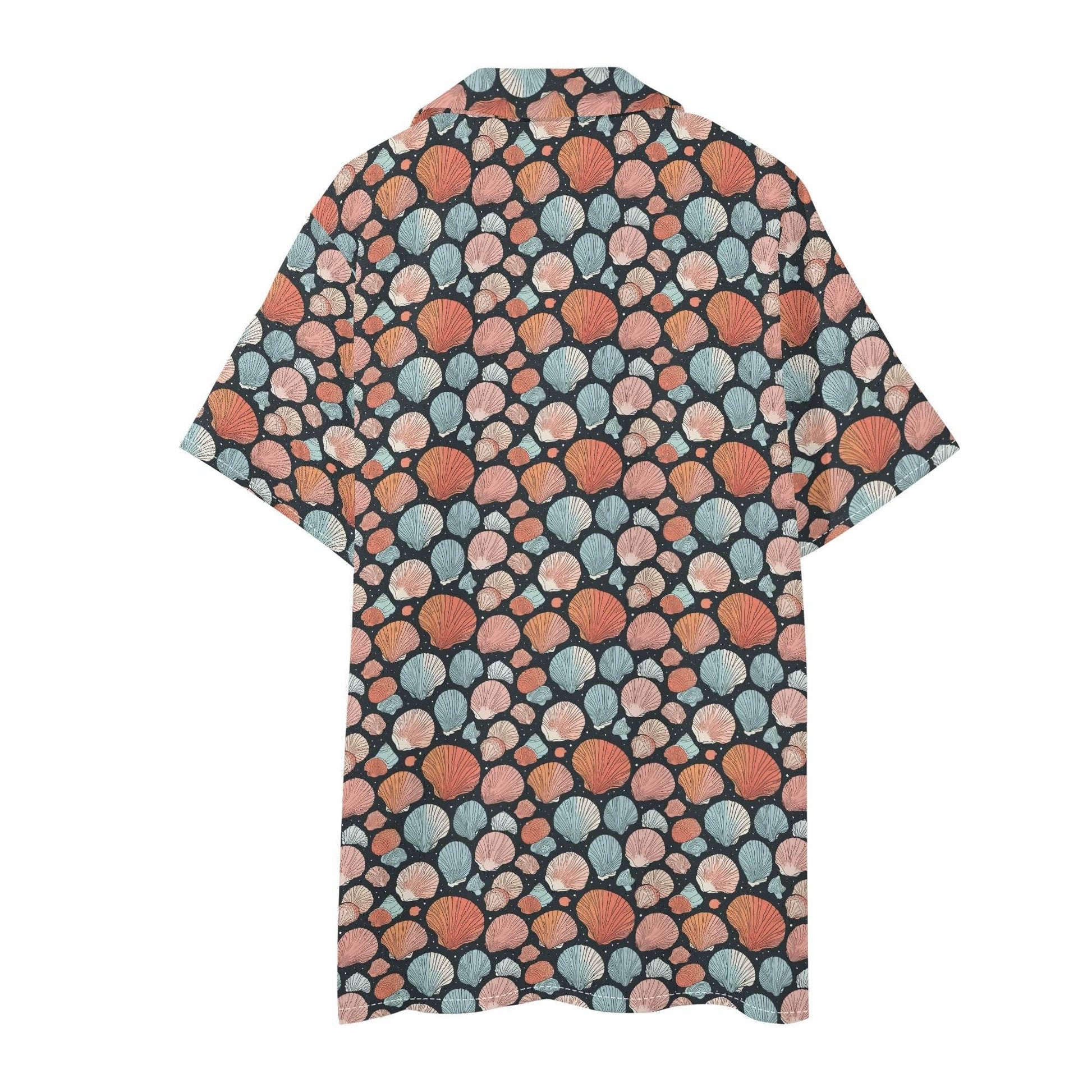 Men's Regular Fit Big Shells Hawaiian Short Sleeve Shirt and Shorts Set - DeRose Seasonal