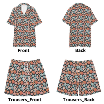 Men's Regular Fit Big Shells Hawaiian Short Sleeve Shirt and Shorts Set - DeRose Seasonal