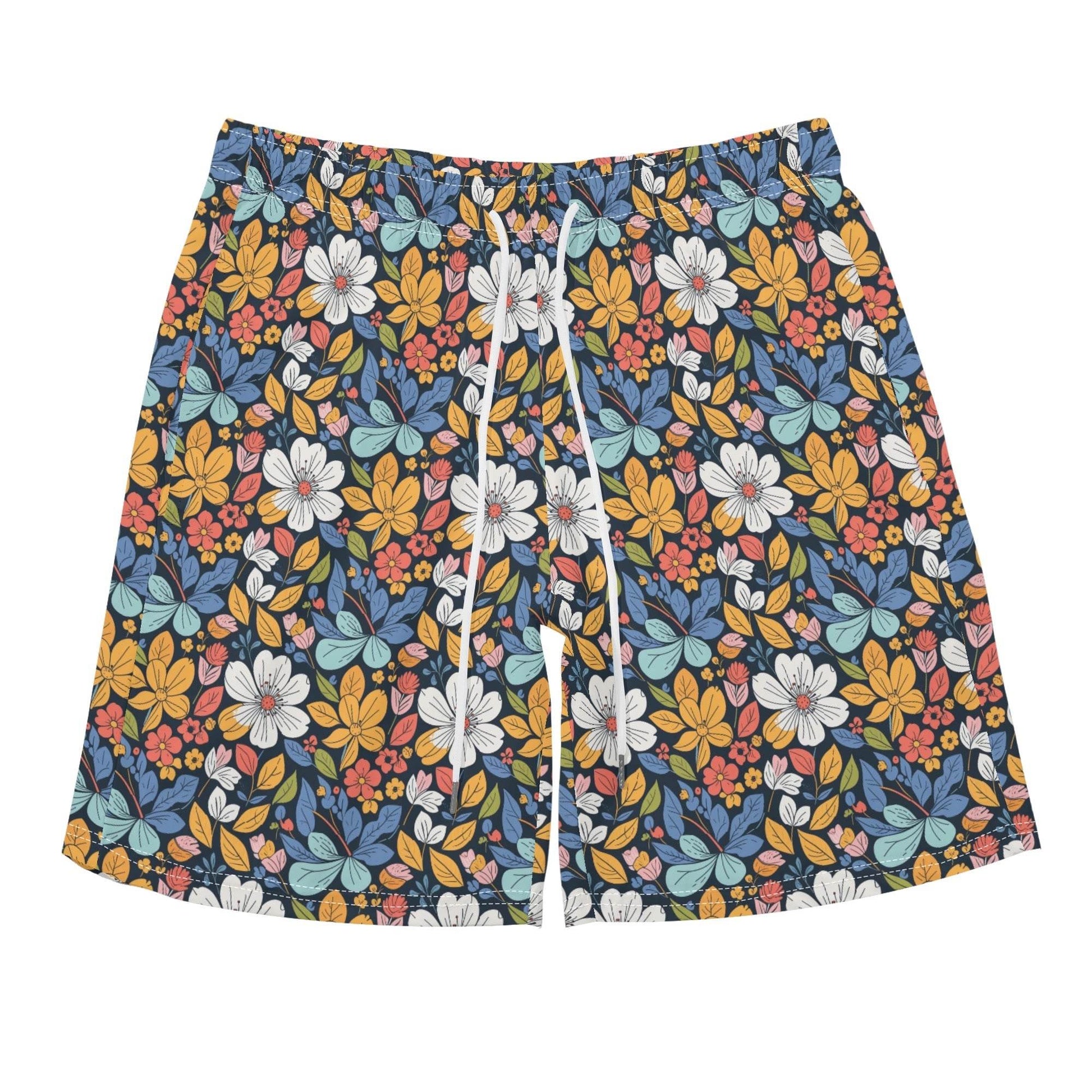 Men's Regular Fit Bright Flowers Hawaiian Short Sleeve Shirt and Shorts Set - DeRose Seasonal