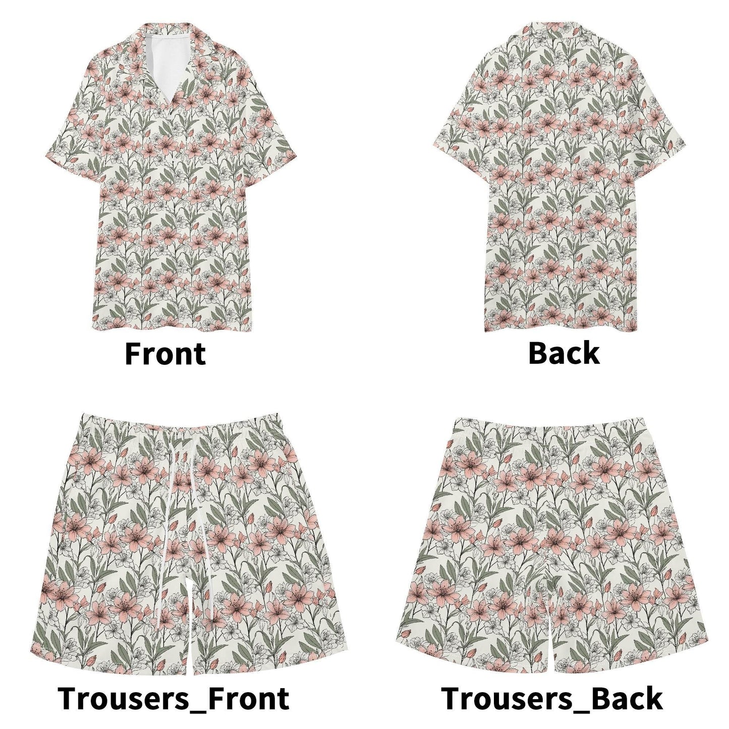 Men's Regular Fit Japan Floral Hawaiian Short Sleeve Shirt and Shorts Set - DeRose Seasonal