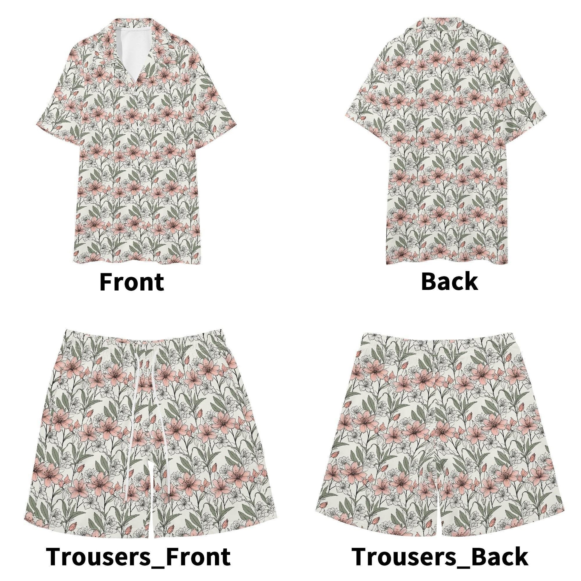 Men's Regular Fit Japan Floral Hawaiian Short Sleeve Shirt and Shorts Set - DeRose Seasonal