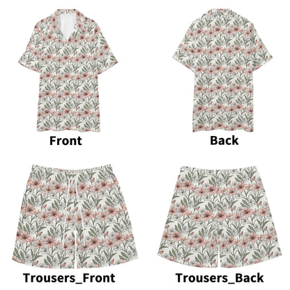 Men's Regular Fit Japan Floral Hawaiian Short Sleeve Shirt and Shorts Set - DeRose Seasonal