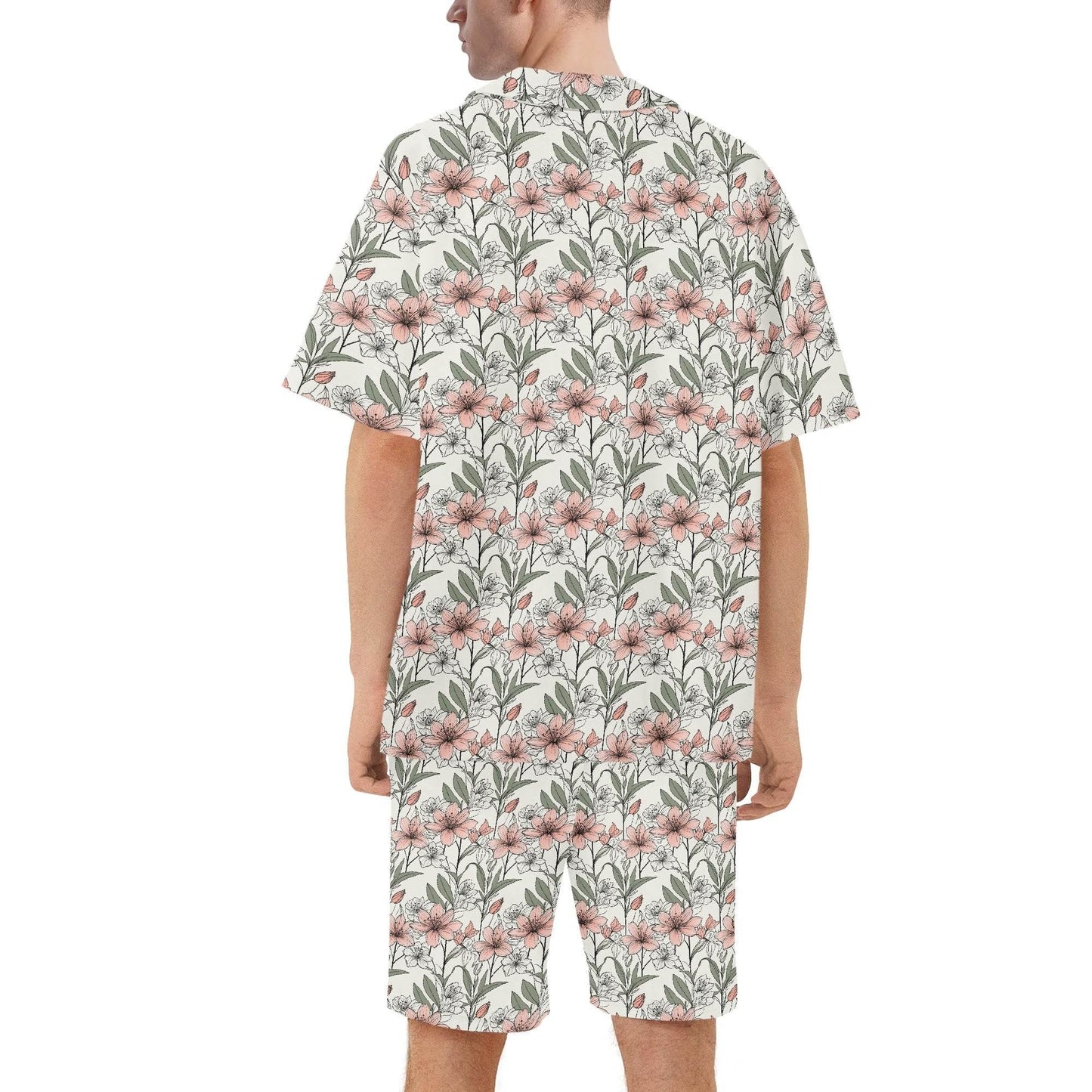 Men's Regular Fit Japan Floral Hawaiian Short Sleeve Shirt and Shorts Set - DeRose Seasonal