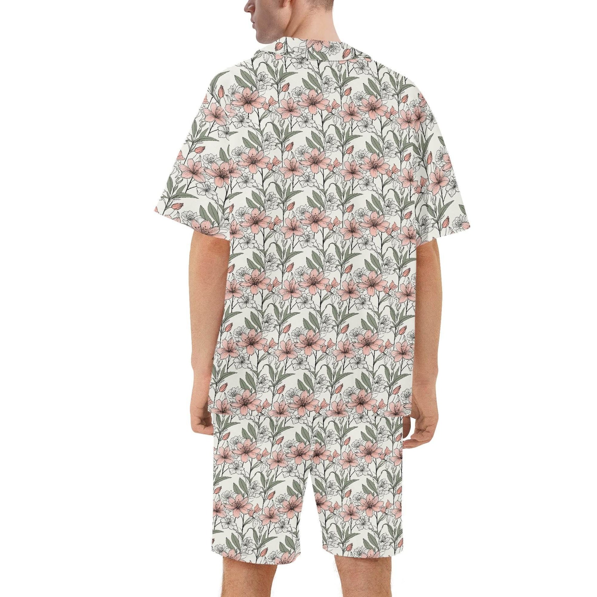 Men's Regular Fit Japan Floral Hawaiian Short Sleeve Shirt and Shorts Set - DeRose Seasonal