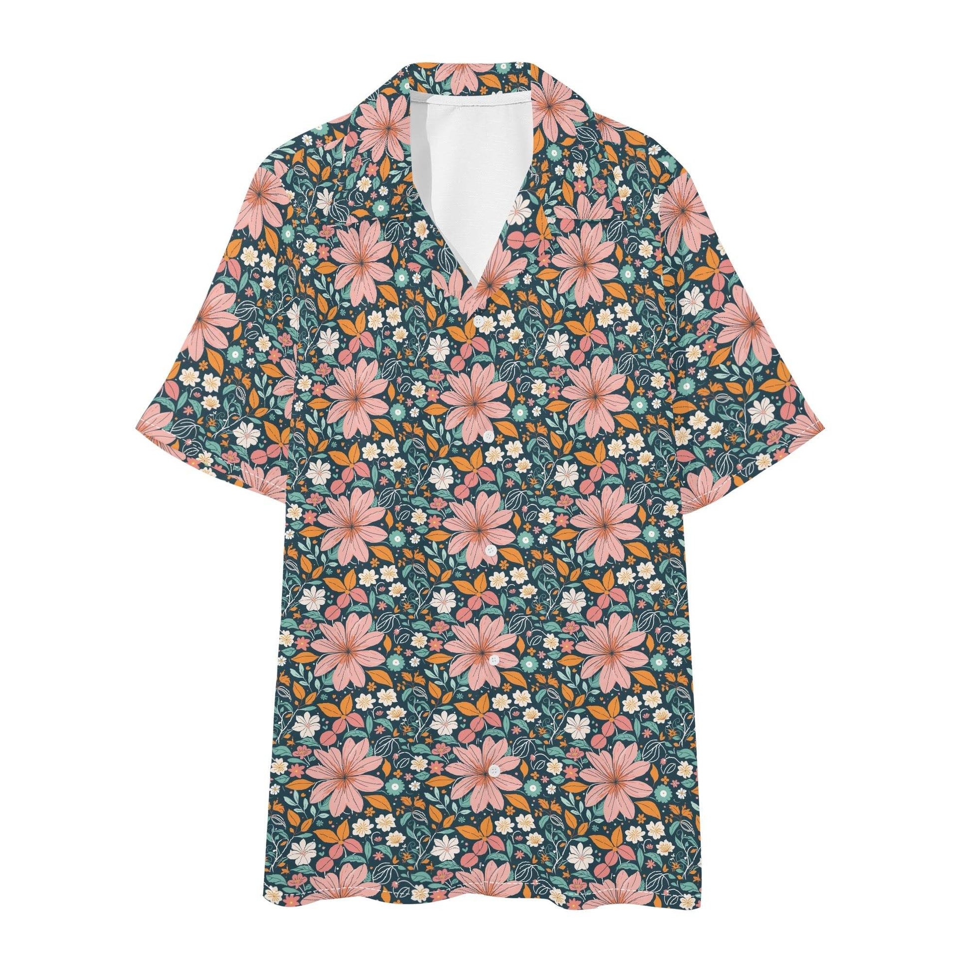 Men's Regular Fit Wild Flowers Hawaiian Short Sleeve Shirt and Shorts Set - DeRose Seasonal