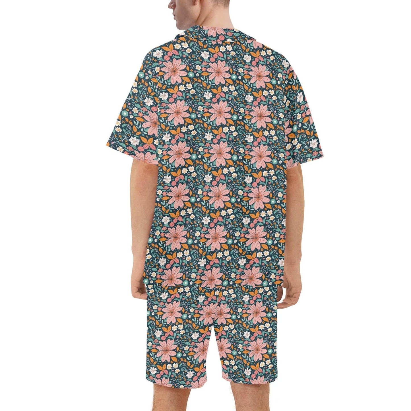 Men's Regular Fit Wild Flowers Hawaiian Short Sleeve Shirt and Shorts Set - DeRose Seasonal