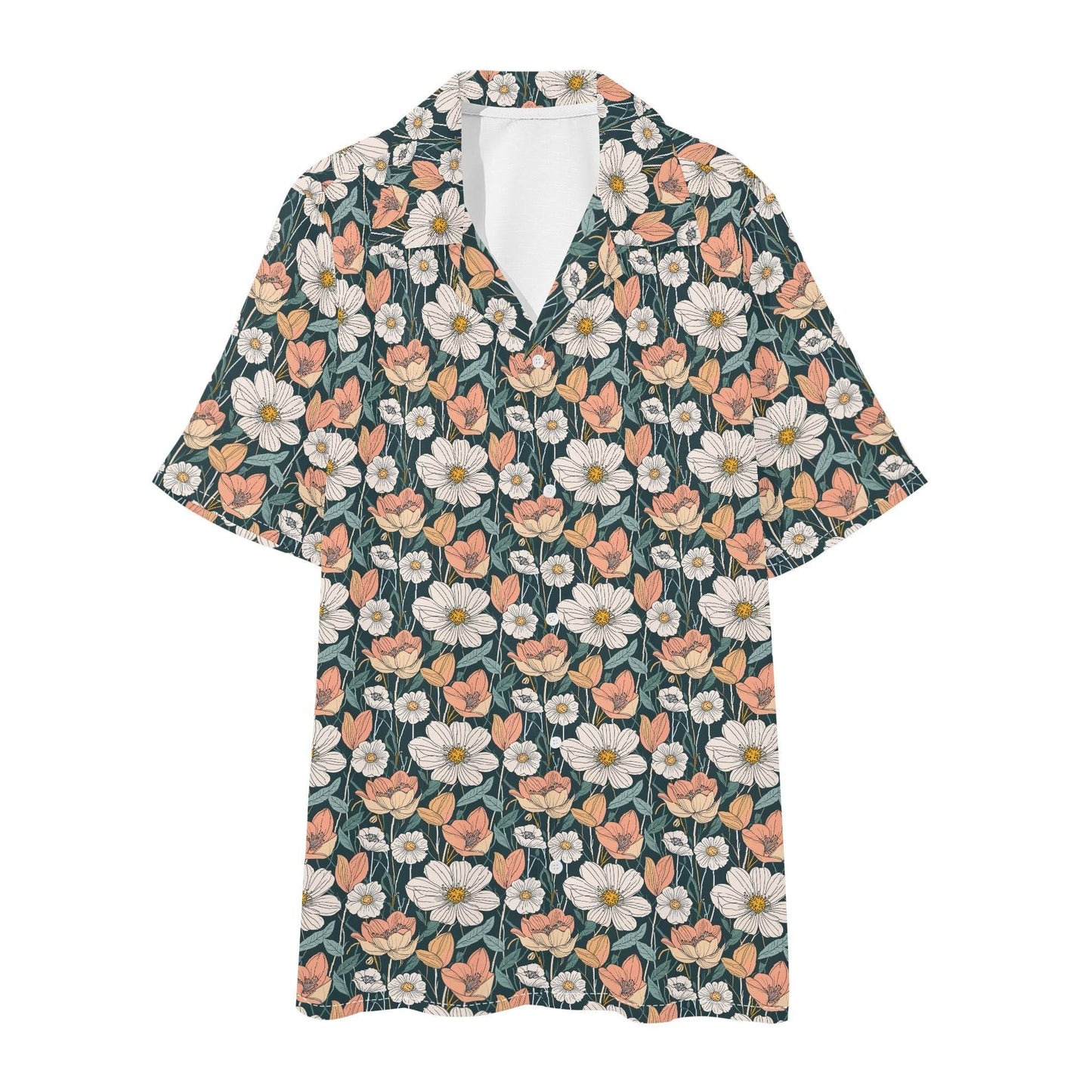 Men's Regular Fit Tulips and Daisy's Hawaiian Short Sleeve Shirt and Shorts Set - DeRose Seasonal