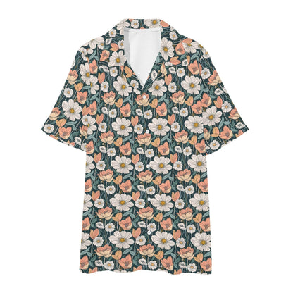 Men's Regular Fit Tulips and Daisy's Hawaiian Short Sleeve Shirt and Shorts Set - DeRose Seasonal