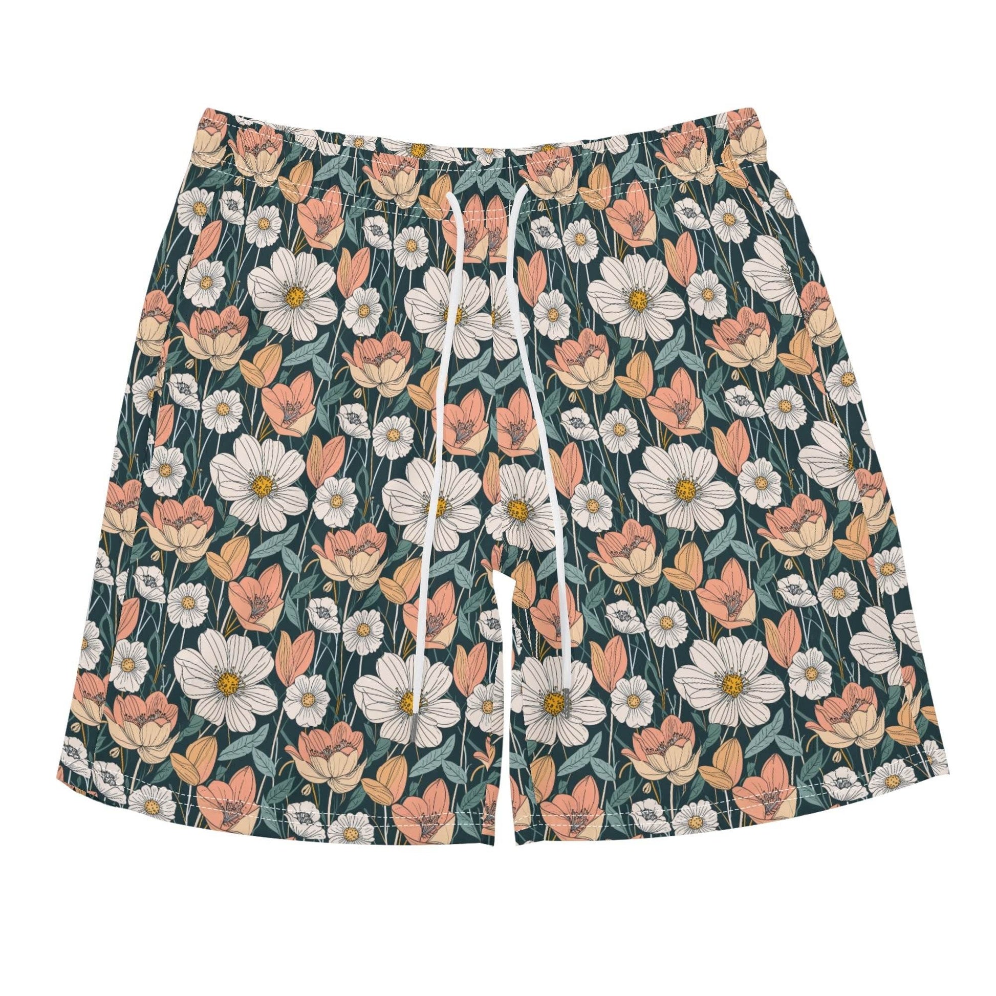 Men's Regular Fit Tulips and Daisy's Hawaiian Short Sleeve Shirt and Shorts Set - DeRose Seasonal