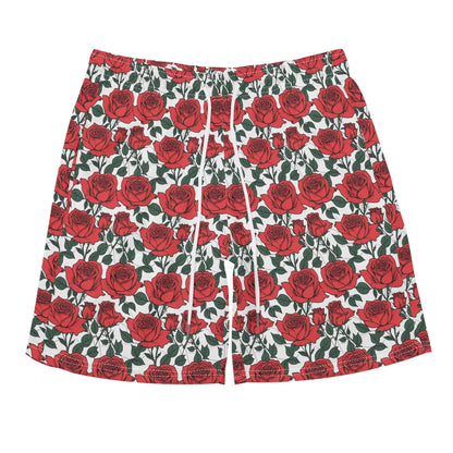 Men's Regular Fit Red Leafy Rose Hawaiian Short Sleeve Shirt and Shorts Set - DeRose Seasonal