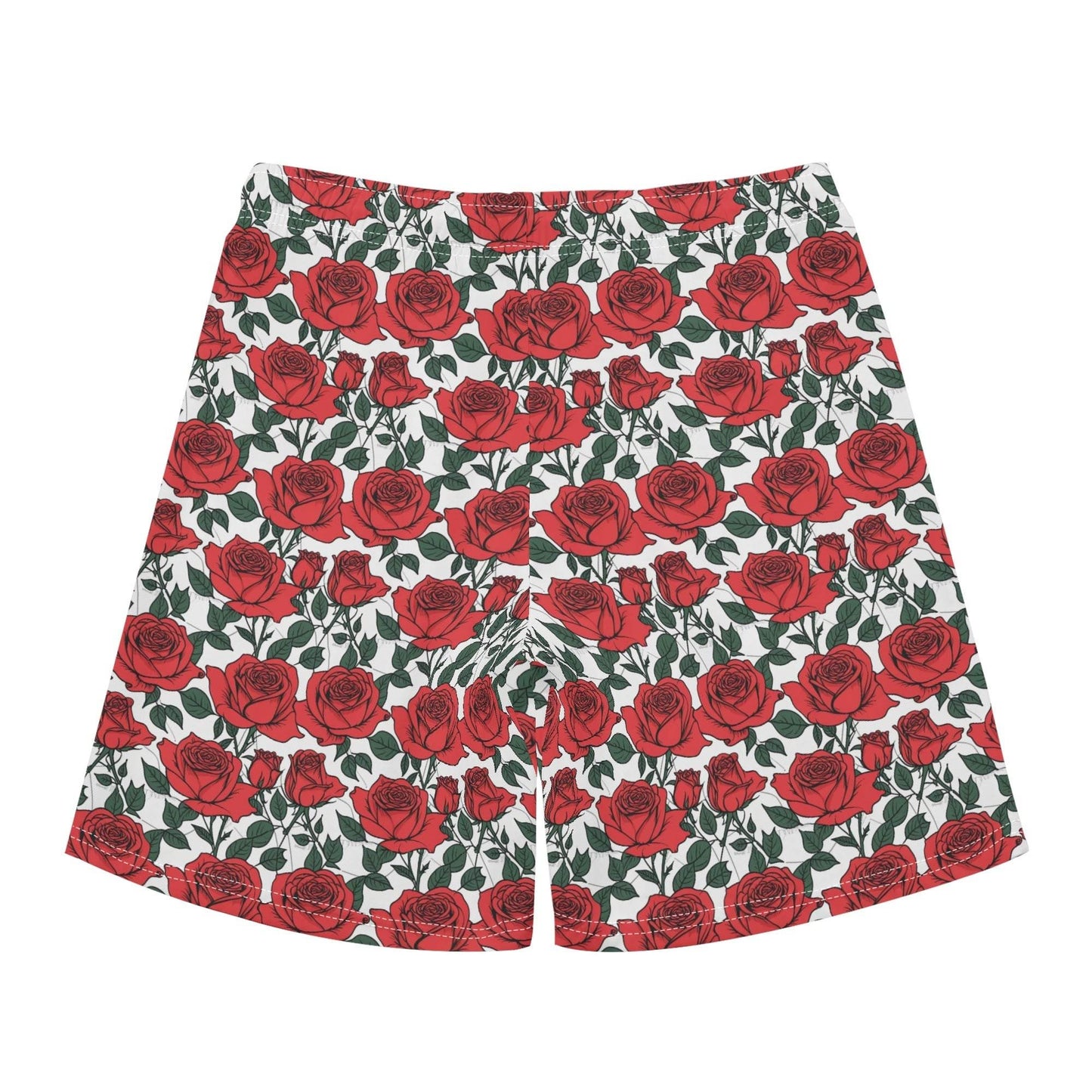 Men's Regular Fit Red Leafy Rose Hawaiian Short Sleeve Shirt and Shorts Set - DeRose Seasonal