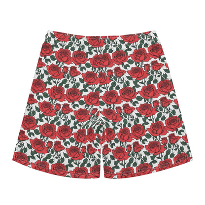 Men's Regular Fit Red Leafy Rose Hawaiian Short Sleeve Shirt and Shorts Set - DeRose Seasonal