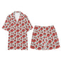 Men's Regular Fit Red Roses Hawaiian Short Sleeve Shirt and Shorts Set - DeRose Seasonal