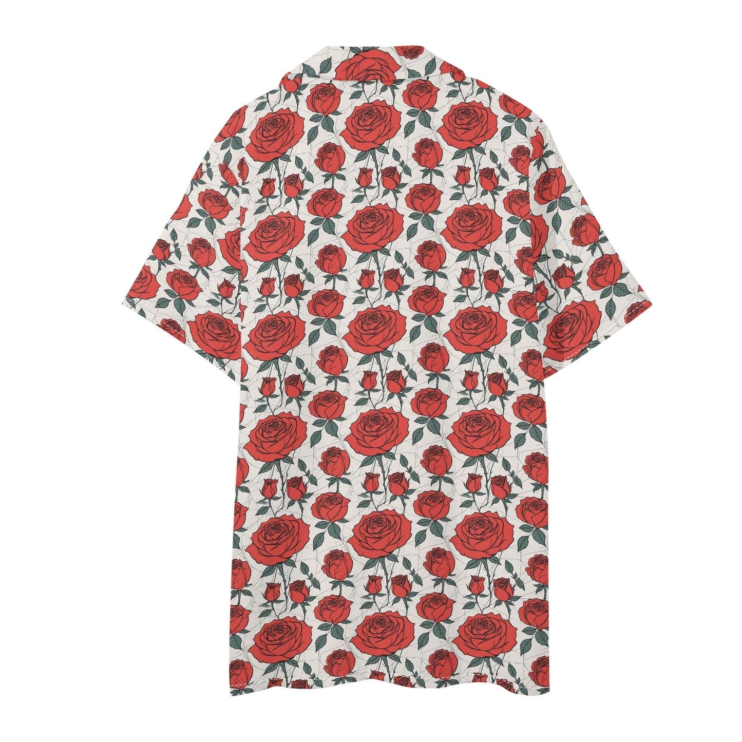 Men's Regular Fit Red Roses Hawaiian Short Sleeve Shirt and Shorts Set - DeRose Seasonal