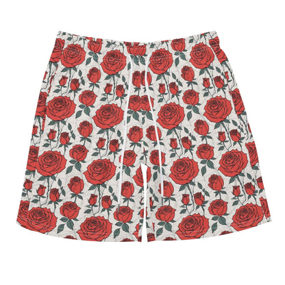 Men's Regular Fit Red Roses Hawaiian Short Sleeve Shirt and Shorts Set - DeRose Seasonal