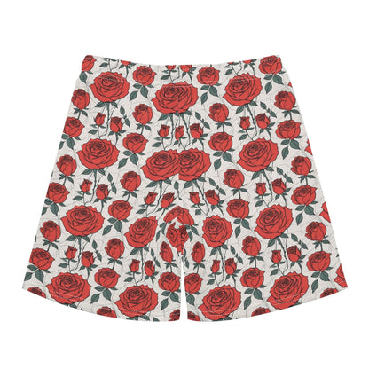 Men's Regular Fit Red Roses Hawaiian Short Sleeve Shirt and Shorts Set - DeRose Seasonal