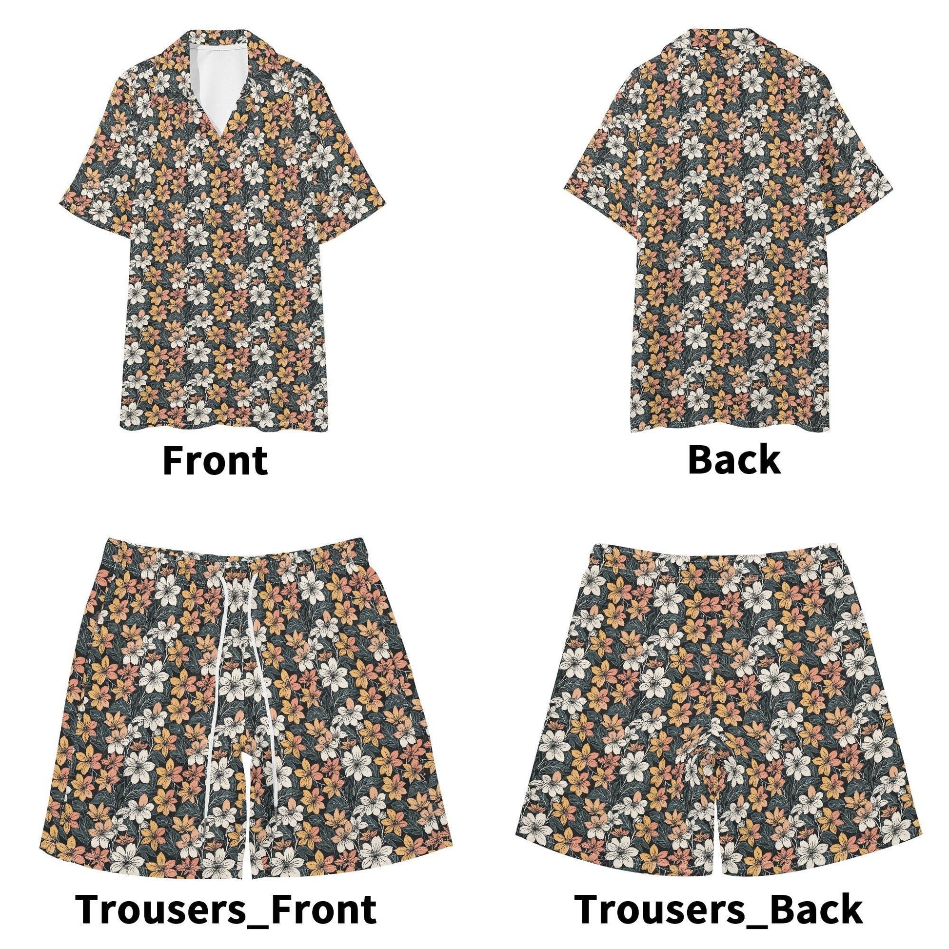 Men's Regular Fit Field of Flowers Hawaiian Short Sleeve Shirt and Shorts Set - DeRose Seasonal