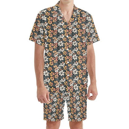 Men's Regular Fit Field of Flowers Hawaiian Short Sleeve Shirt and Shorts Set - DeRose Seasonal