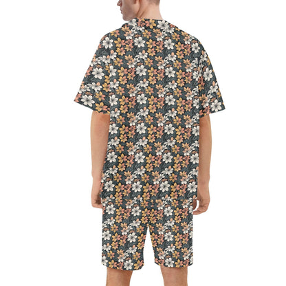 Men's Regular Fit Field of Flowers Hawaiian Short Sleeve Shirt and Shorts Set - DeRose Seasonal