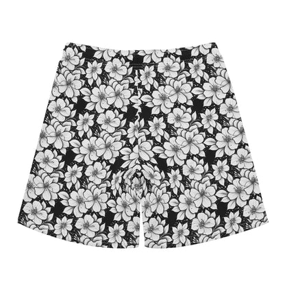 Men's Regular Fit Black and White Floral Hawaiian Short Sleeve Shirt and Shorts Set - DeRose Seasonal