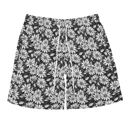 Men's Regular Fit Black and White Daisy Hawaiian Short Sleeve Shirt and Shorts Set - DeRose Seasonal