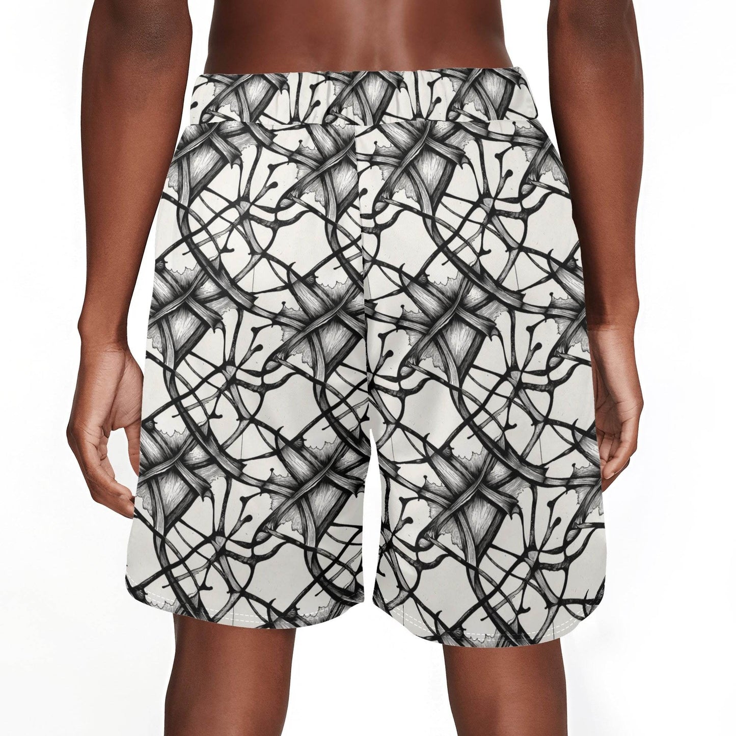 Men's Floral Ink Mesh Shorts Sea Life Swim Trunks - DeRose Seasonal