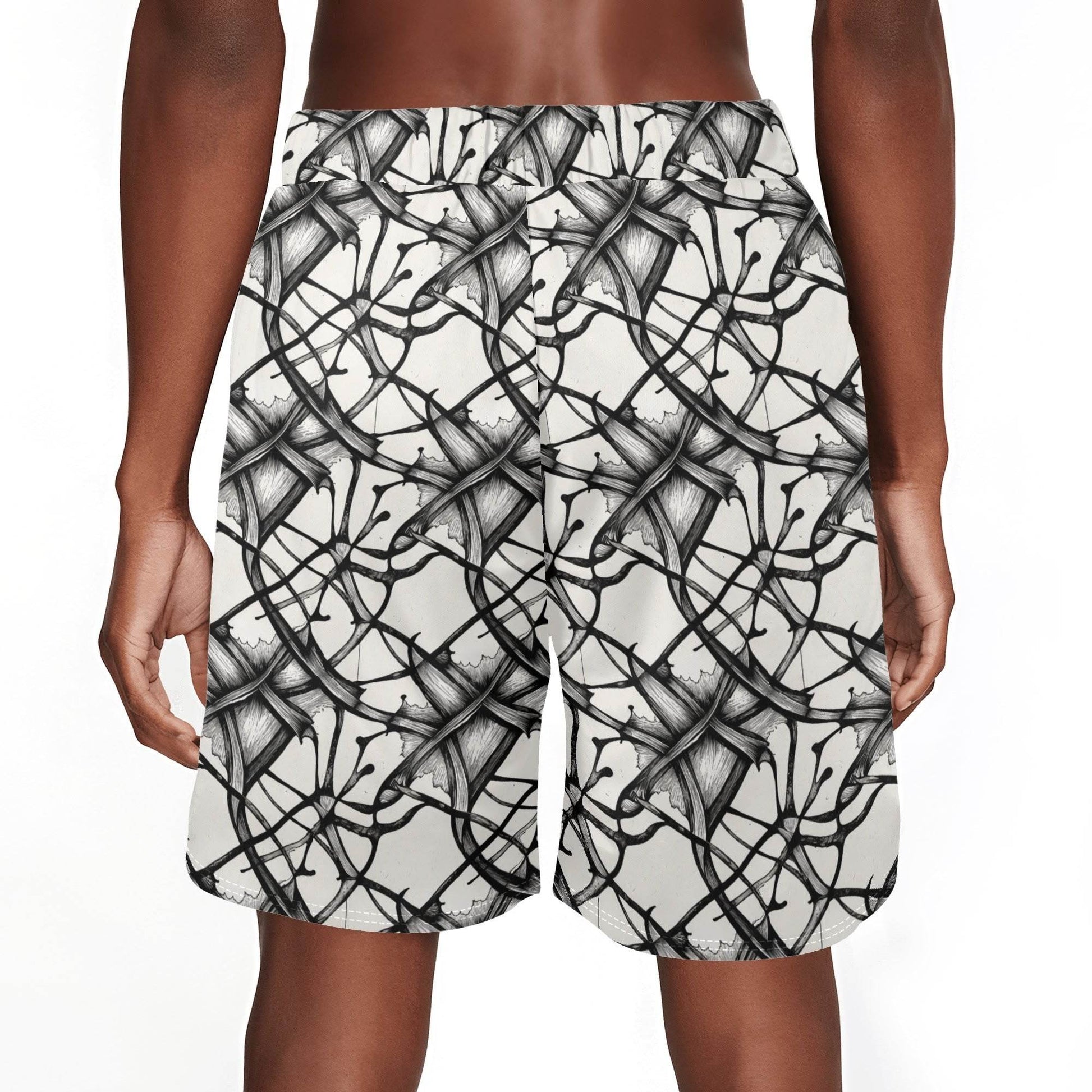 Men's Floral Ink Mesh Shorts Sea Life Swim Trunks - DeRose Seasonal