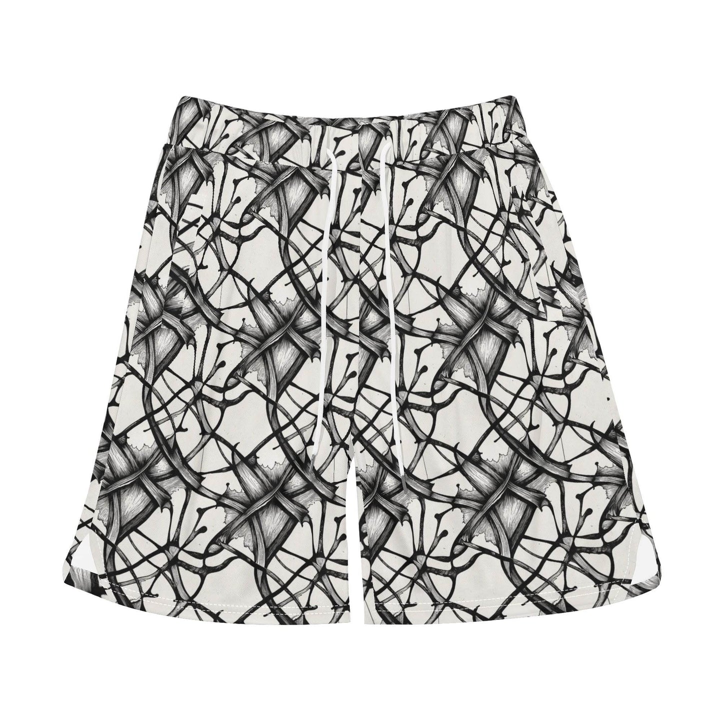Men's Floral Ink Mesh Shorts Sea Life Swim Trunks - DeRose Seasonal