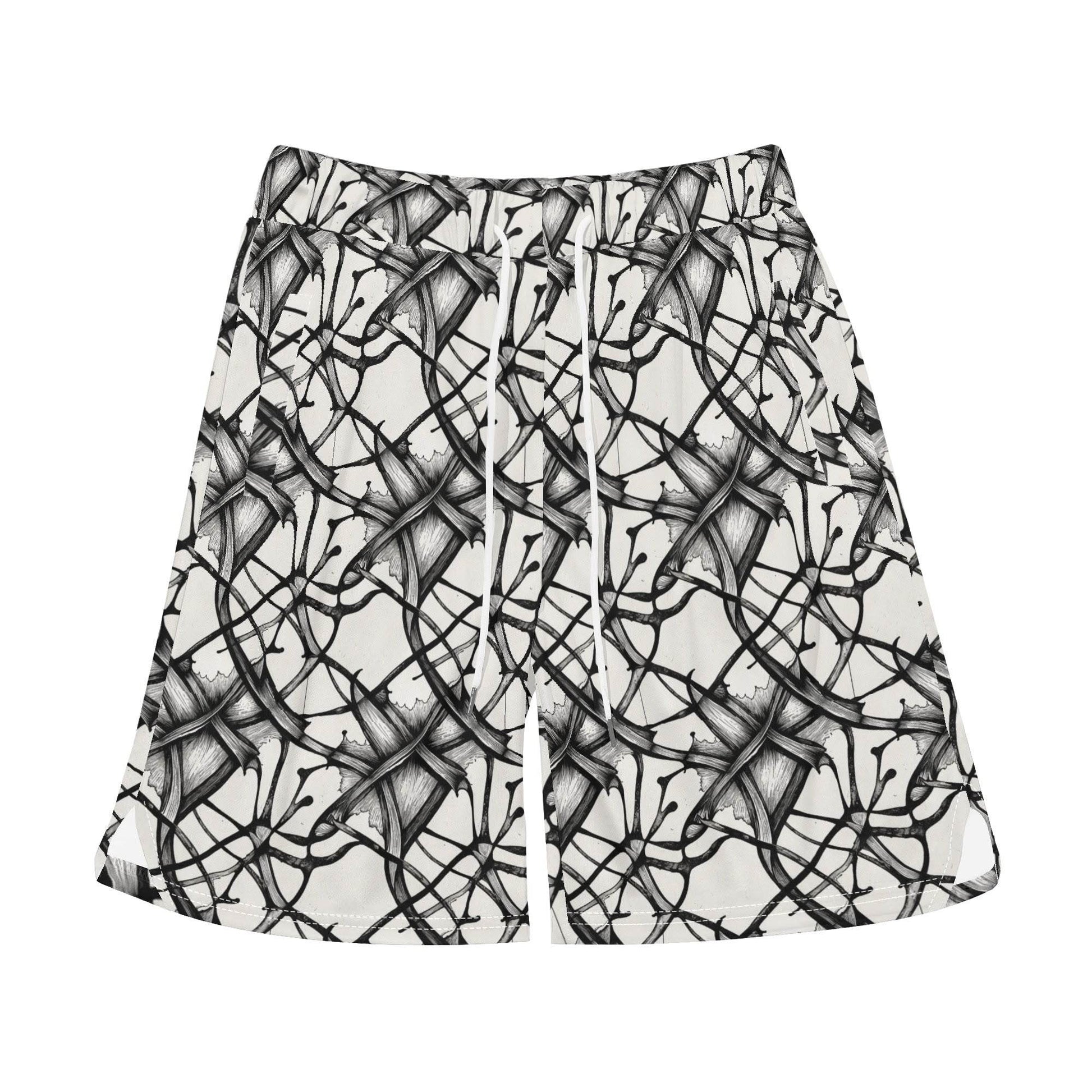 Men's Floral Ink Mesh Shorts Sea Life Swim Trunks - DeRose Seasonal