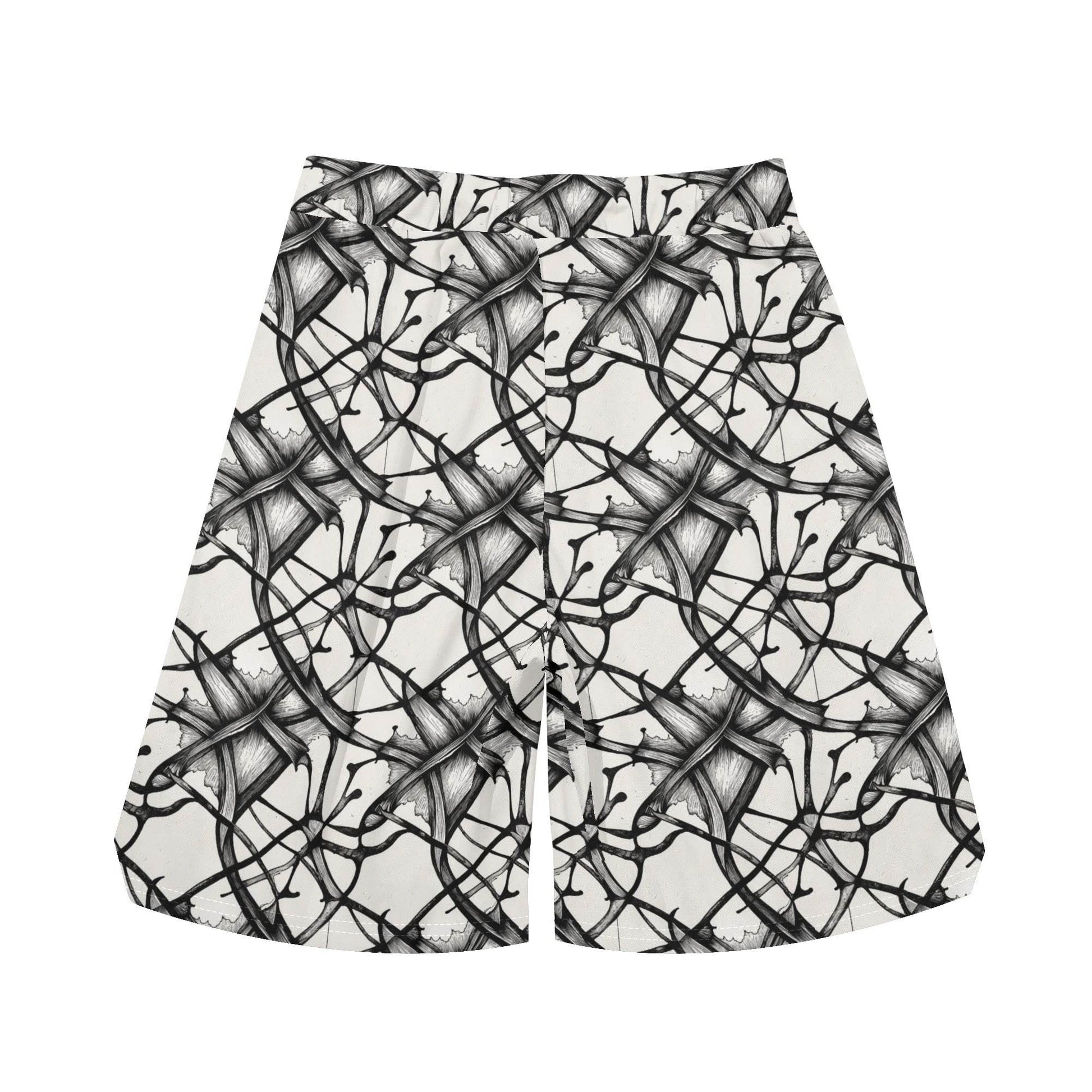 Men's Floral Ink Mesh Shorts Sea Life Swim Trunks - DeRose Seasonal