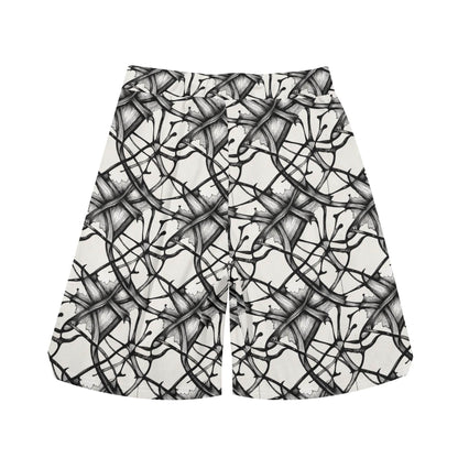 Men's Floral Ink Mesh Shorts Sea Life Swim Trunks - DeRose Seasonal