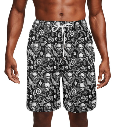 Men's Flying Skulls Mesh Shorts Sea Life Swim Trunks - DeRose Seasonal