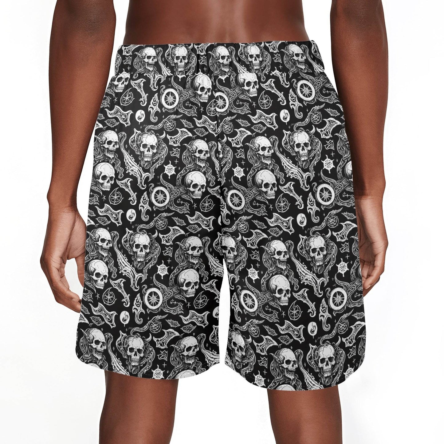Men's Flying Skulls Mesh Shorts Sea Life Swim Trunks - DeRose Seasonal